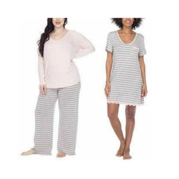 Honeydew Women's 3 Piece Pajama Set lounge Set Pink - Picture 1 of 7